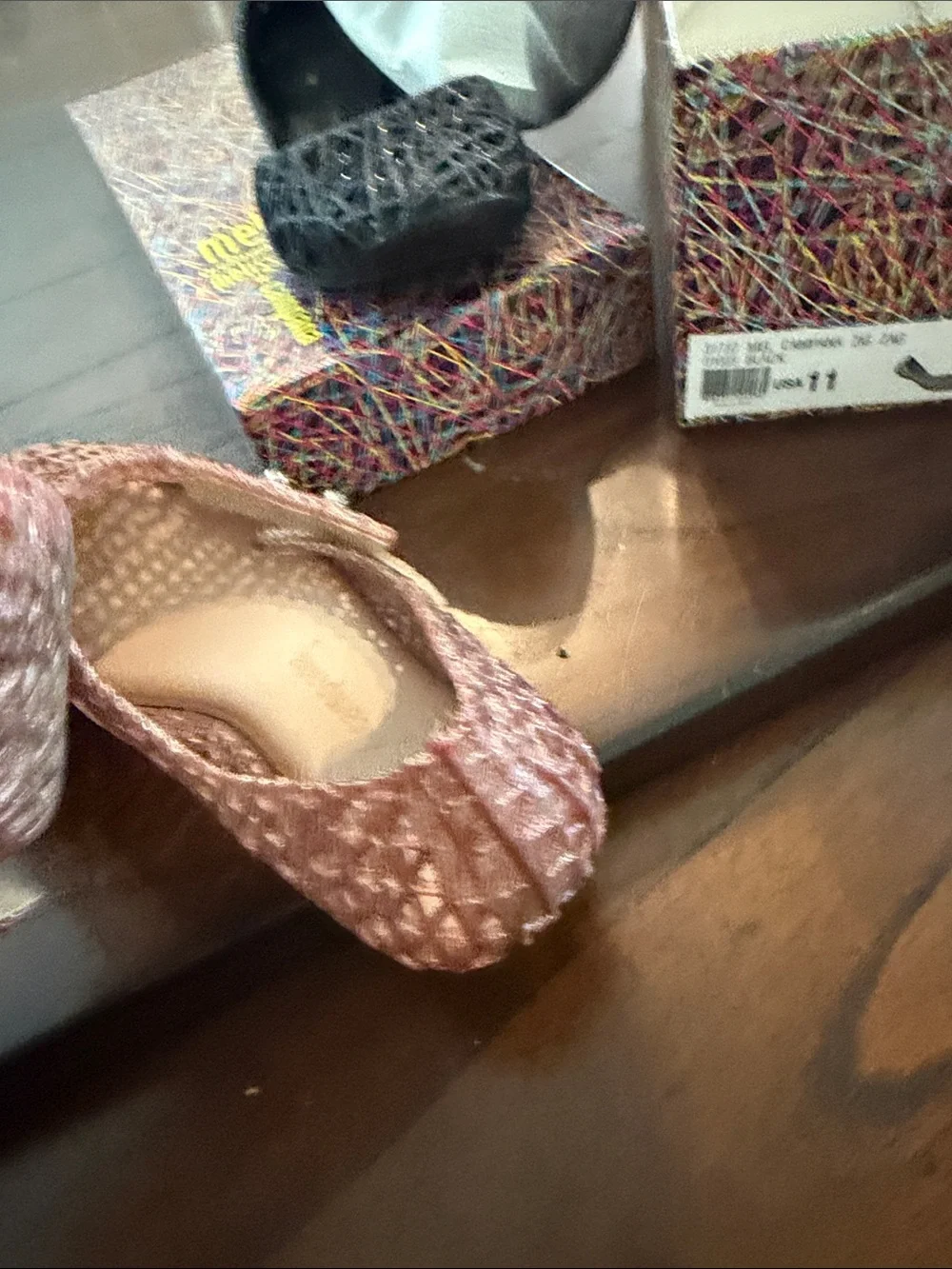 Mini Melissa Rose Gold Glitter Jelly Mary Jane Shoes